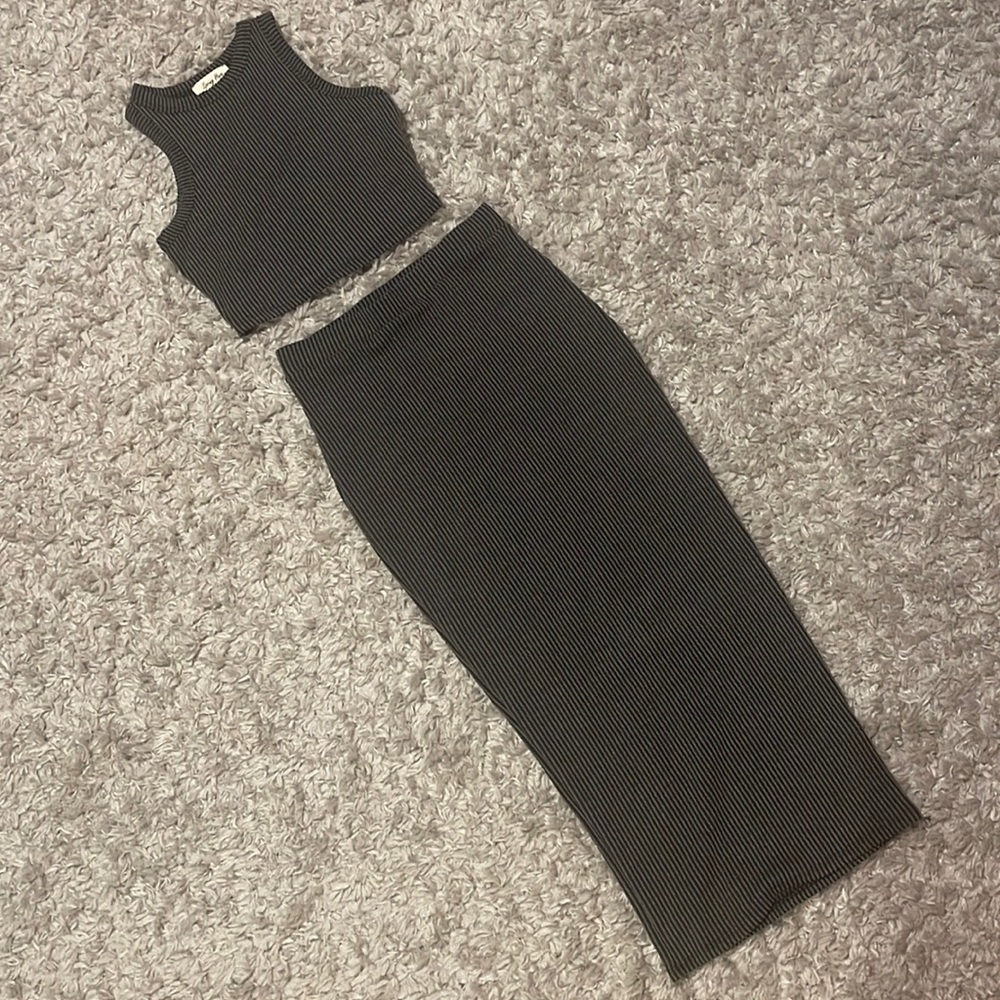 Crop Top and Midi Skirt Set
